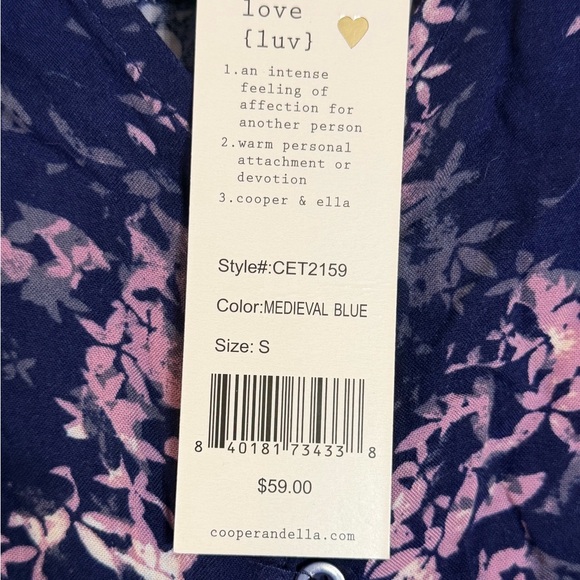 cooper & ella Navy Floral Tie-Front Blouse - Picture 2 of 2